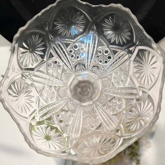 American Brilliant Period Crysyal Cut Glass compote, candy, fruit, floral. - Picture 6 of 7